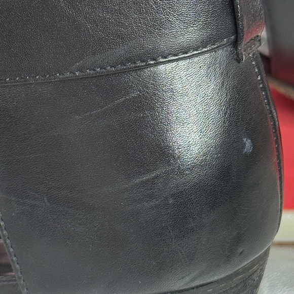 (T0) LINEA PAOLO women's ankle boots in black perforated suede with buckle,Sz 8M - Picture 9 of 12